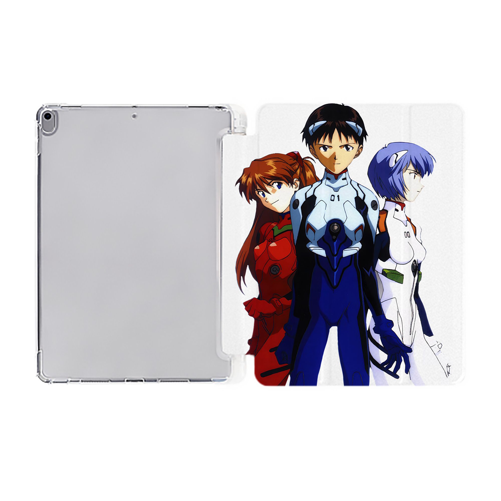 （画像用） EVA 新世紀エヴァンゲリオン IPad ケース ペン収納付き 三つ折りスタンド PUレザー×シリコン 対応機種9.5/10.5/10.9インチ